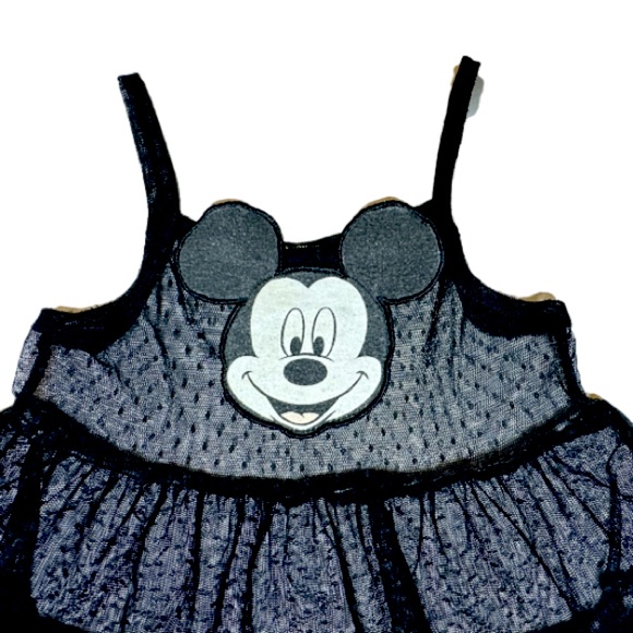 DISNEY | 3T Girls Black Sheer Lace Tiered Sleeveless Tank Dress Mickey Mouse - Picture 4 of 7